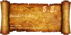 Benő Edit névjegykártya